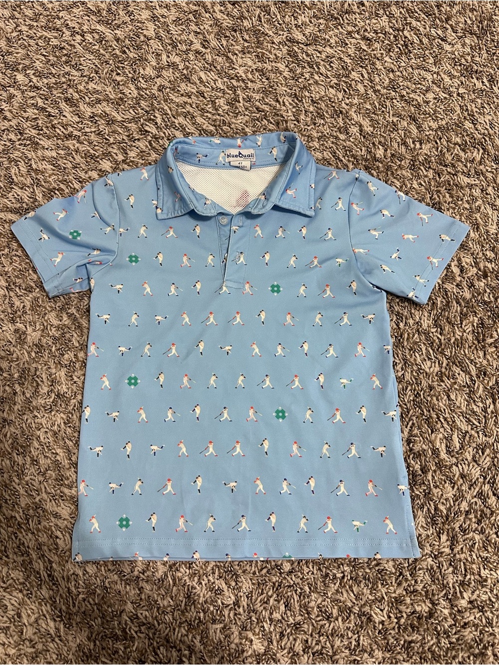 Blue Quail boys polo 4T baseball print